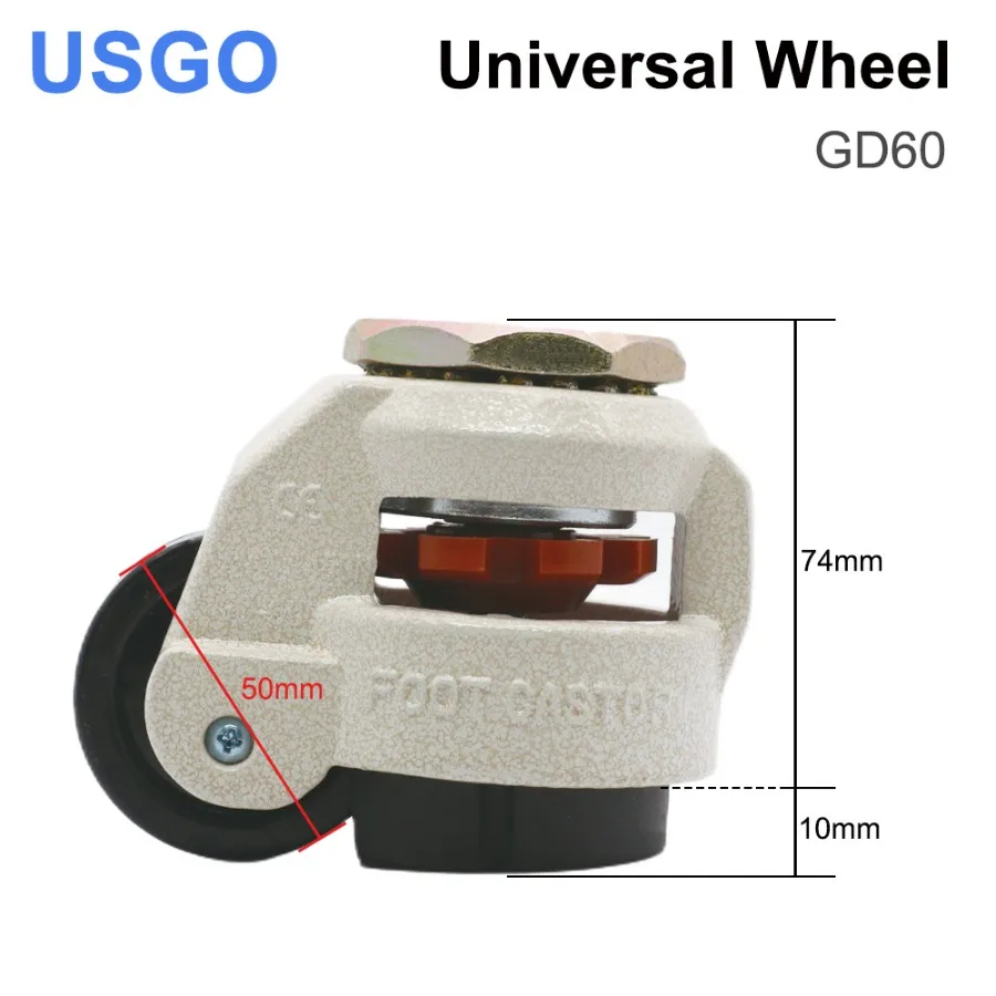 USGO Machines Universal Wheel GD-60S 10mm Adjustable M12 Standard Thread for CO2 Laser Cutting & Engraving Machine