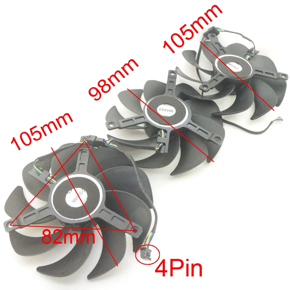 3pcs/lot GAH332H -PFTA DC12V 0.5A 23336B 105mm GPU Fan For ZOTAC RTX4080 RTX4090 RTX4090D TRINITY Graphics Card Cooling Fan