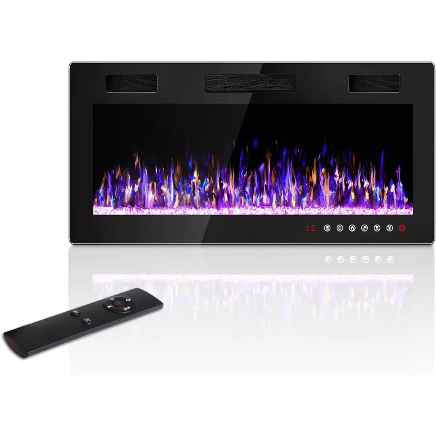 

36 Inch Electric Fireplace Inserts UltraThin Freestanding 750 1500W Electric Fireplace Heater Wall Mounted or Recessed Fireplac