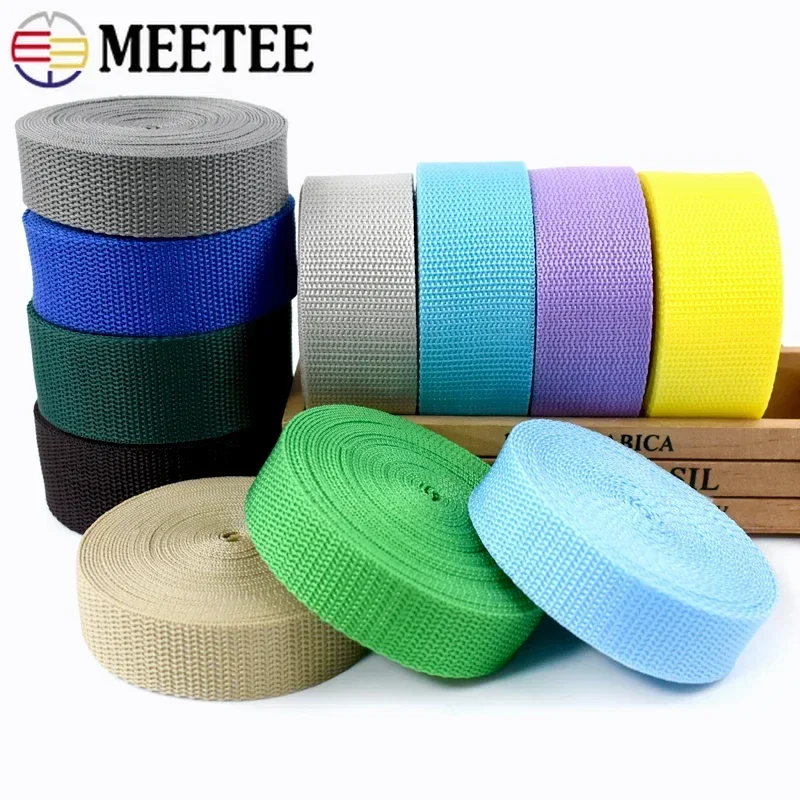 Meetee-Nylon Webbing Tape, fita grossa para alça de bolsa, cinto de segurança, cinto de vestuário, biasband, acessórios de costura DIY, 1.1mm, 20-50mm, 10m