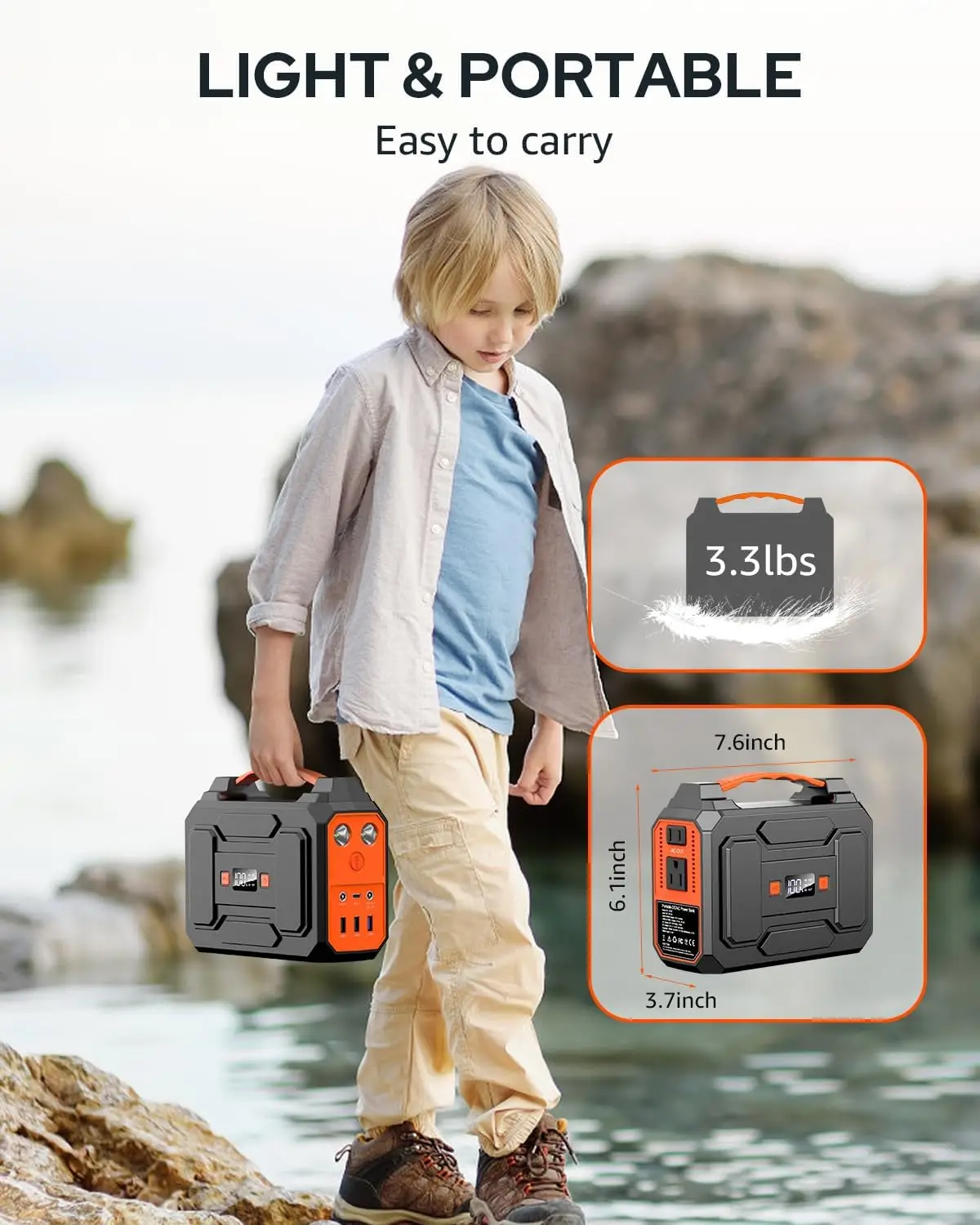 Portable Power Station,146Wh 100W Solar Powered Power Bank with AC Outlet,Solar Generator Portable Charger Power Bank Battery view 6