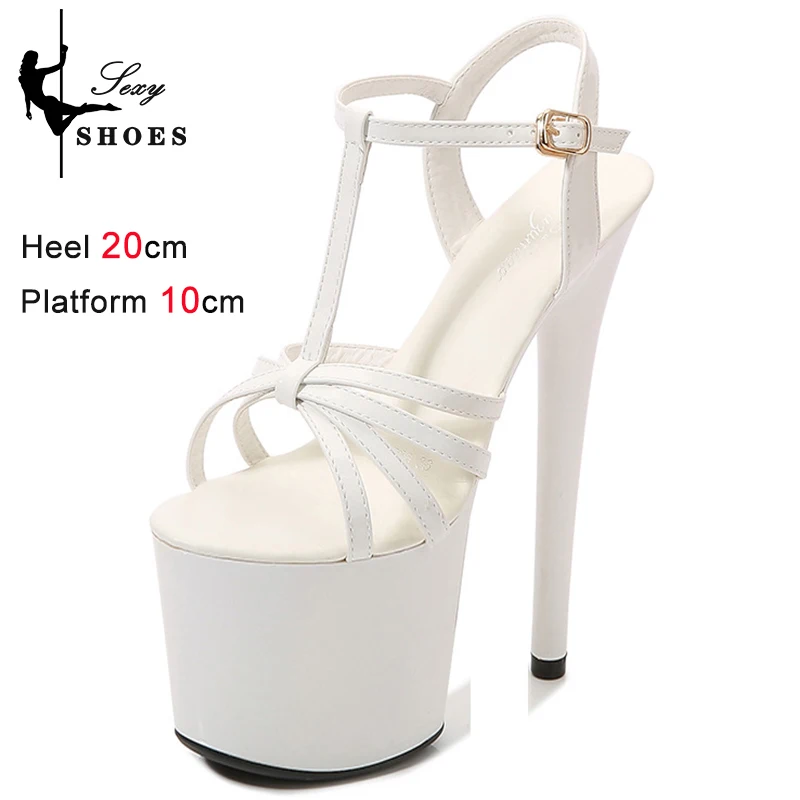 Concise Narrow Band T-Tied Shoes Platform Heigh Gladiator Women Sandals Summer High Buckle Strap Thin Heels Party Wedding Shoes