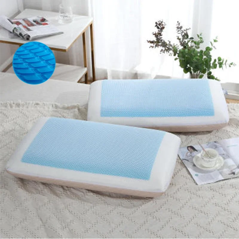 Ice-cool Summer Gel Memory Foam Pillow Cool Neck Pillow Can Prevent Cervical Spondylosis and Correct Cervical Vertebrae 60X40CM