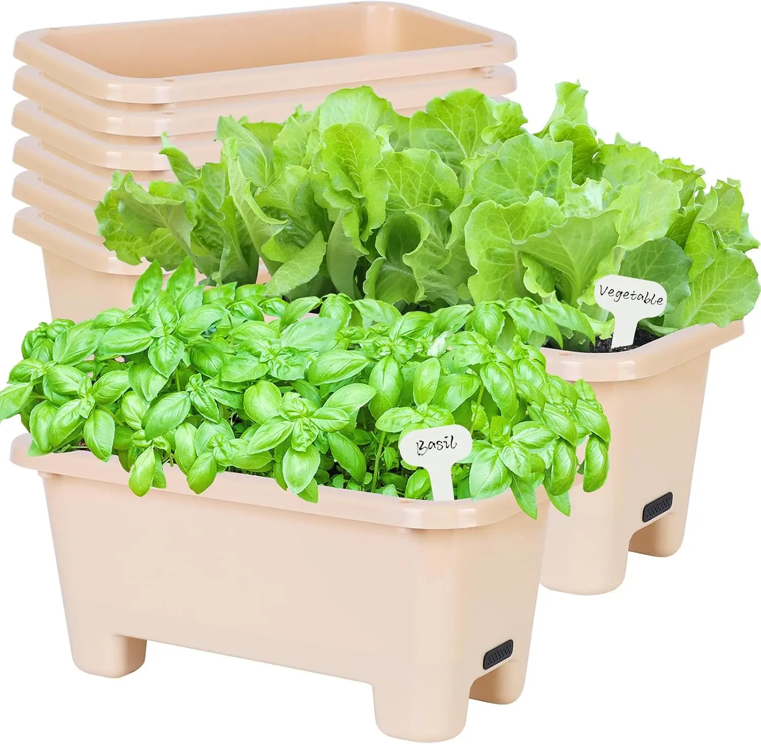 

Прямоугольные коробки для самополивания, 8 шт., 15,7-дюймовый оконный ящик для кашпо с дренажными отверстиями и лотками, горшки для овощей