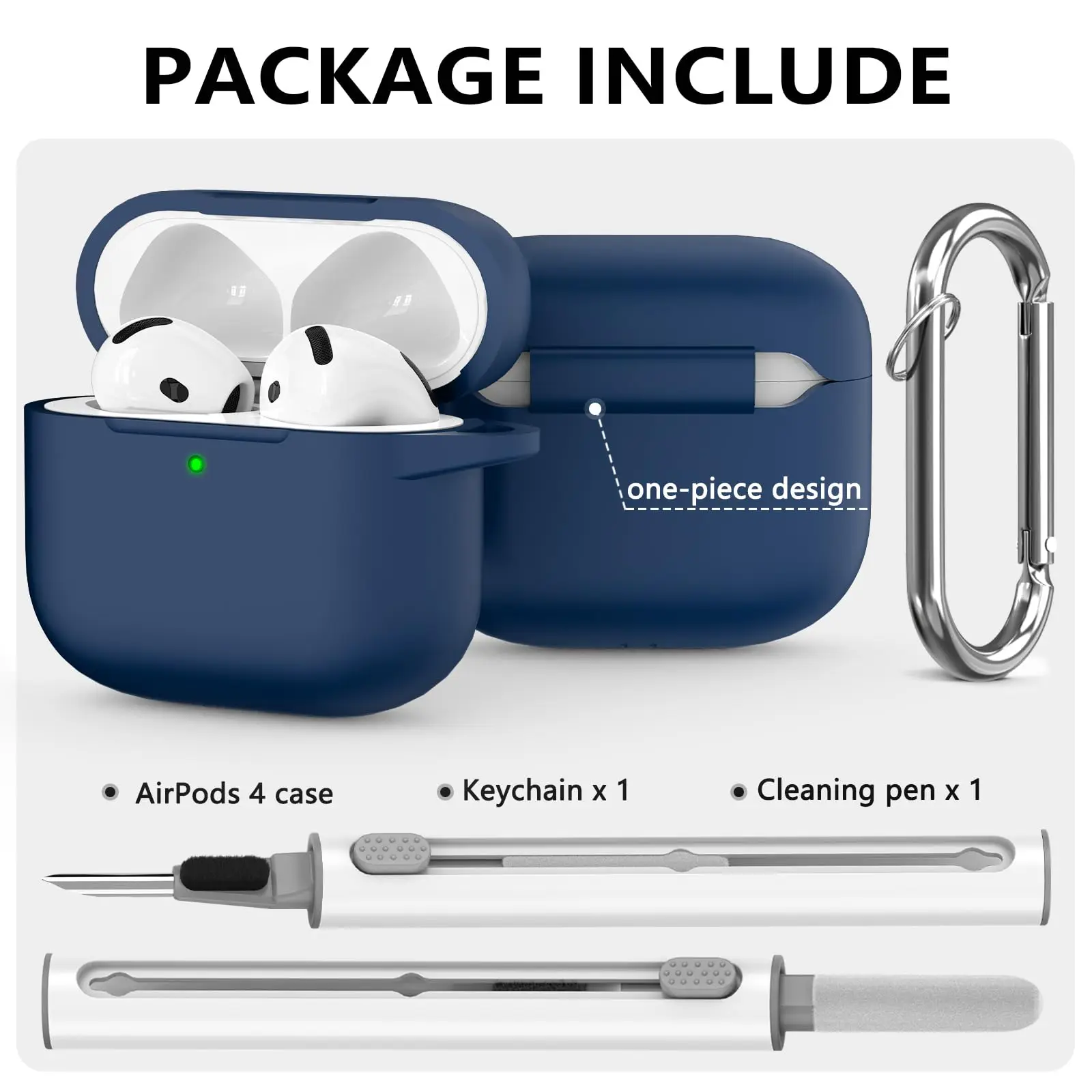 2024 Nieuw voor AirPods 4 Case Cover 2024 met Cleaner Kit Zachte siliconen beschermhoezen Accessoires met sleutelhanger voor AirPods 4