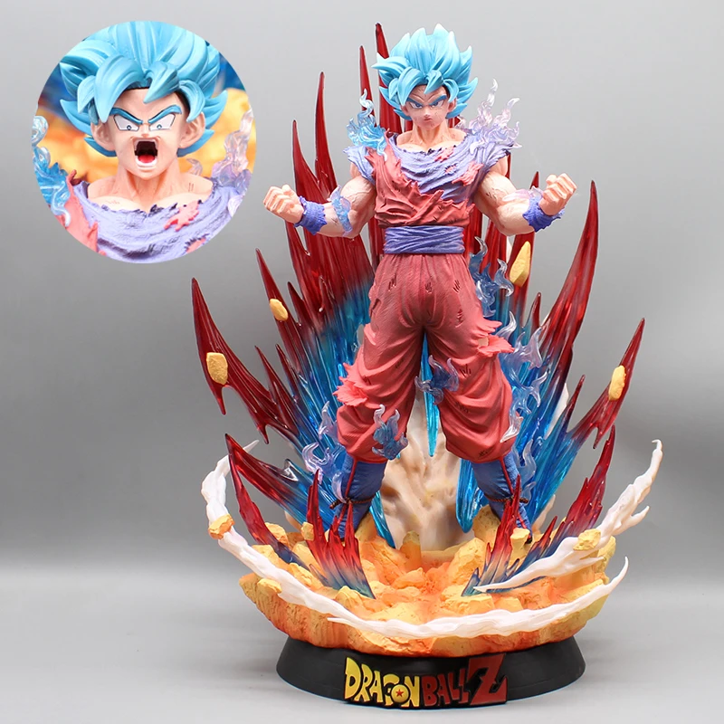 

39cm Anime Dragon Ball Figures GK Kaiouken Super Blue Son Goku Action Figures Longquan Burst of Air PVC Model Toys Birthday Gift