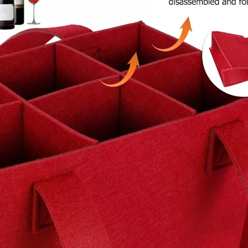 Lightweight Foldable For Travel Wine Bottle Bag With Carry Handle Picnic Tear Resistant Waterproof 6 Compartments BBQ Party