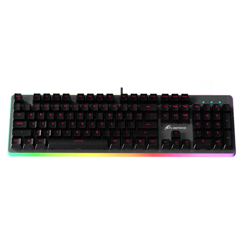 

Gaming Keyboard 104 Keys Blue Switches Backlit Keyboard for Gamer RGB Laptop Black