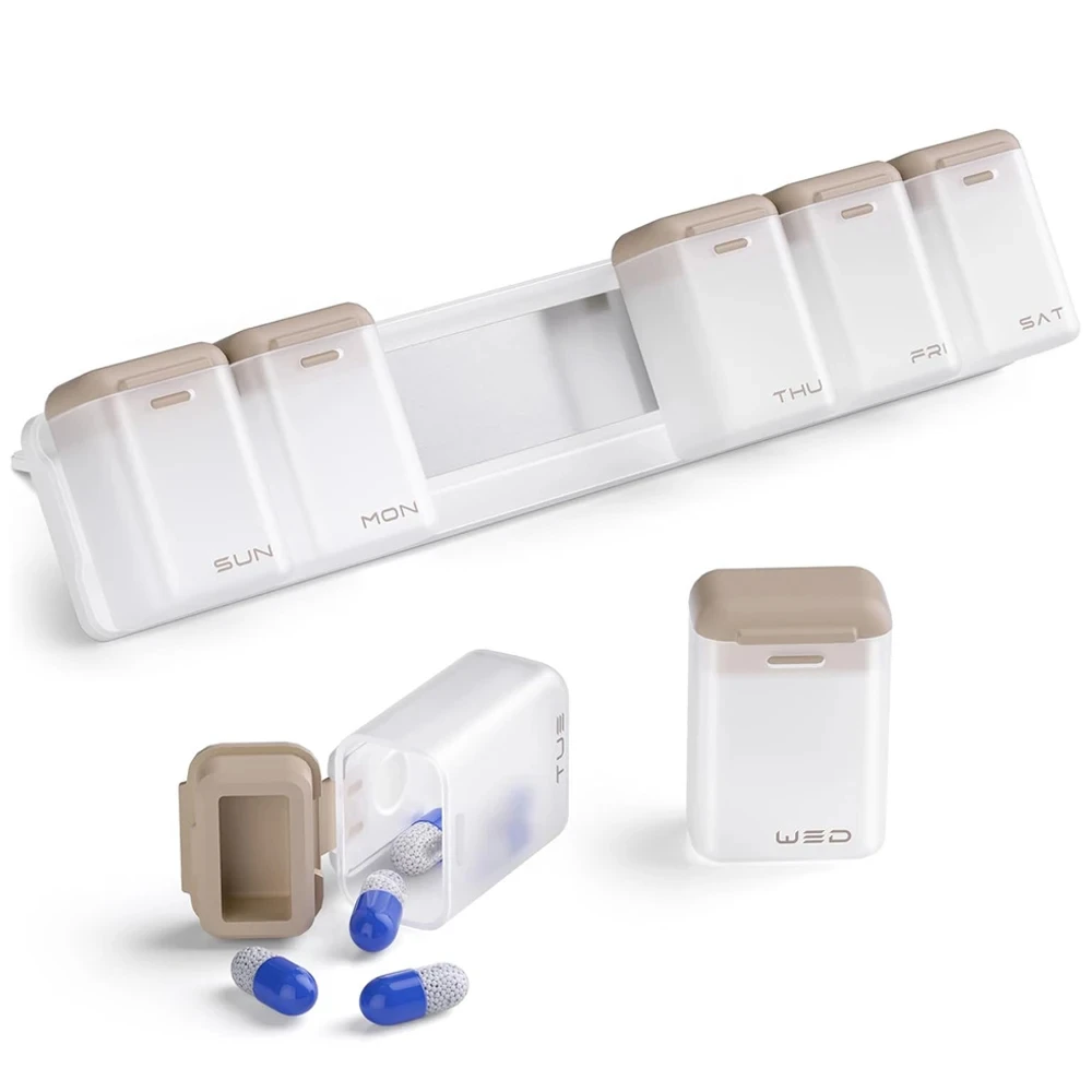 

Medication Dispenser Medicine Container Holder for Supplement Vitamin Weekly Pill Organizer Magnetic Removable Pill Box