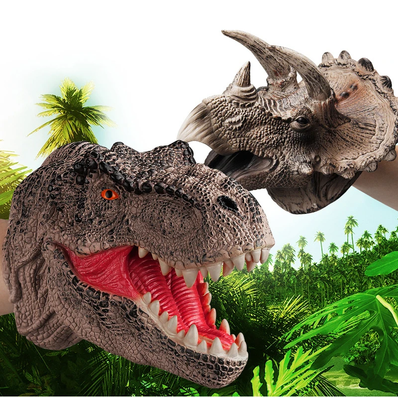 Burattini a mano di dinosauro giurassico - Giocattoli di ruolo in peluche T-Rex e squalo per bambini, regalo fantastico del mondo dei dinosauri Gioco genitore-figlio