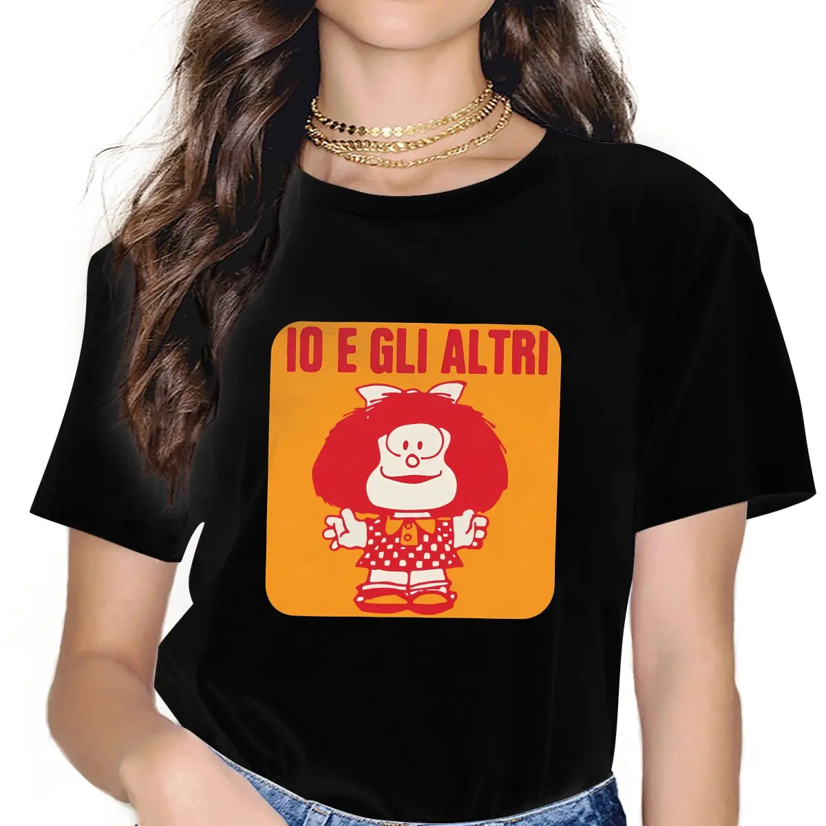 Io E Gli Altri TShirt For Girls Mafalda Cartoon Y2k Tees Fashion Female Polyester T Shirt Soft Summer