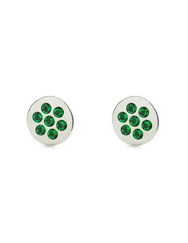 Earrings girl white gold 9k round Emerald