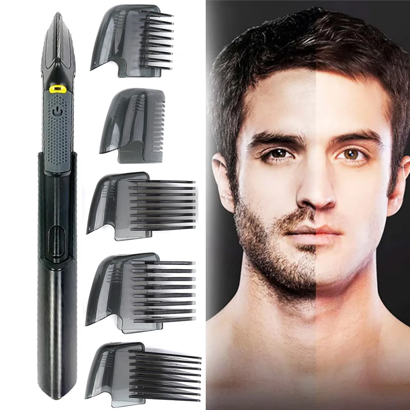 

Hot Sale Not Hurt Skin USB lithium battery rechargeable body hair clipper with 5 replaceable combs waterproof electric shaver