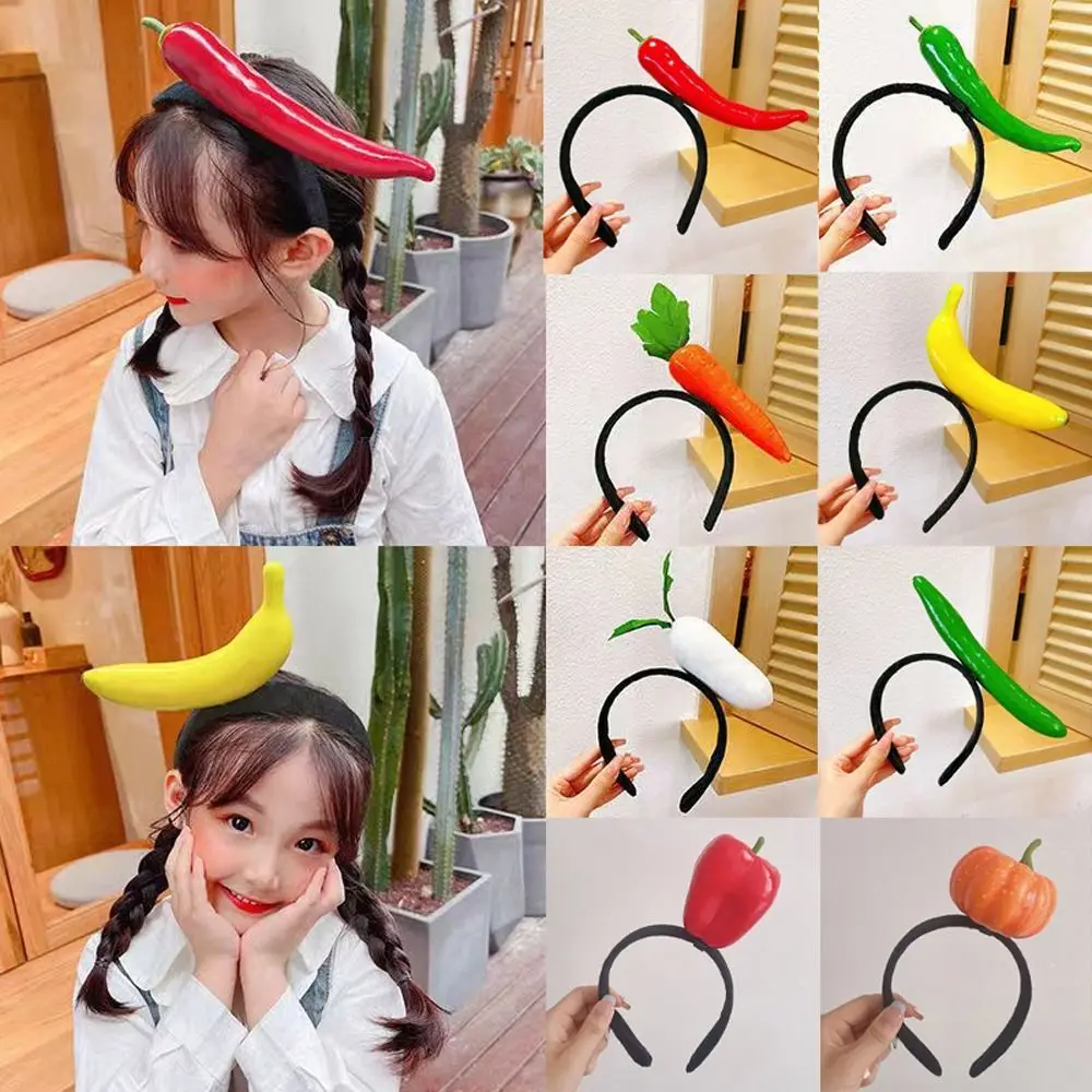 Cute Tomato Simulated Food Hair Hoop Potato Pepper Fruits Headband Headwear Eggplant Vegetable Hair Bands Daily