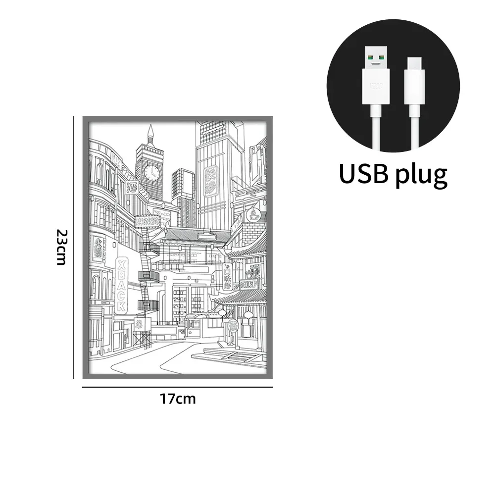 Piękny widok Lampa obrazowa Trójkolorowa ściemnialna lampka nocna LED do malowania Wtyczka USB Astronauta Święty Mikołaj Choinka Wystrój domu