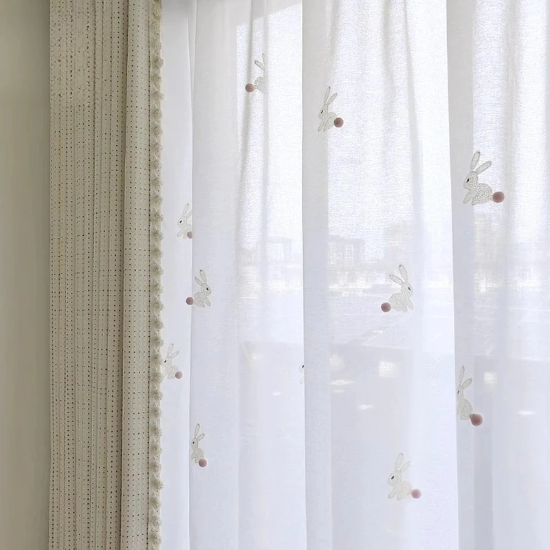 

Custom Size White Tulle Colorful Dots Chenille Jacquard Modern Children's Room Cute Blackout Curtains for Bedroom Elegant