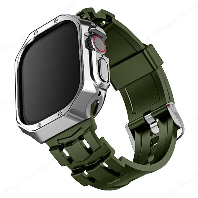 Silicone Strap+Case for Apple Watch 49mm 45mm 44mm Band for i watch 45mm Ultra2 Series 9 8 7 6 5 4 se 3 2 1 watch Accessories