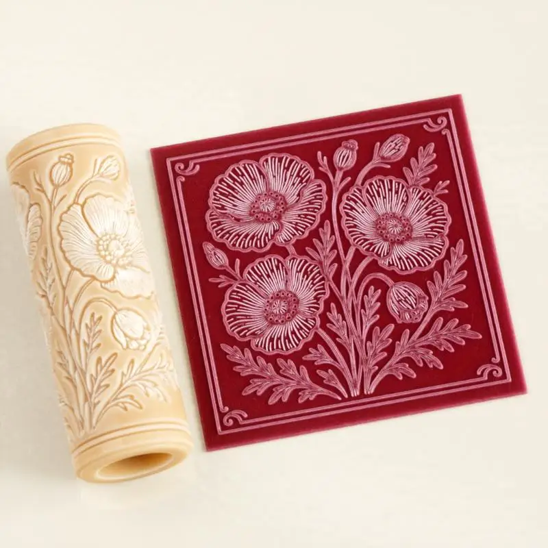 Flower Skull Clay Tile Roller Clay Texture Roller Ceramic Printing Polymer Textured Rolling Pins Pottery Diy Tools Handcrafts