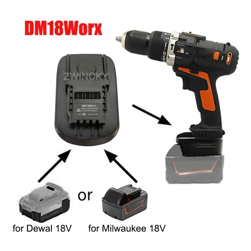 Adapter/Przejściówka do akumulatorów Makita/Bosch/Dewalt/Milwaukee 18V Li-Ion, umożliwiająca konwersję na akumulatory Worx 4-pinowe do elektronarzędzi. — zdjęcie 3