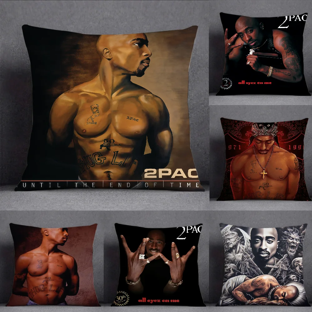 Singer 2pac Cushion Cover Square Double-Sided Printing Sofa Cushion Cover Pillowcase Bedroom Bedside
