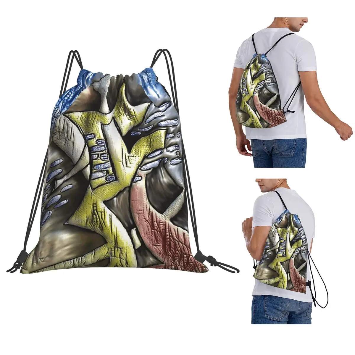 Unlikely Weave Backpacks Portable Drawstring Bags Storage Bag Book Bags for Travel School