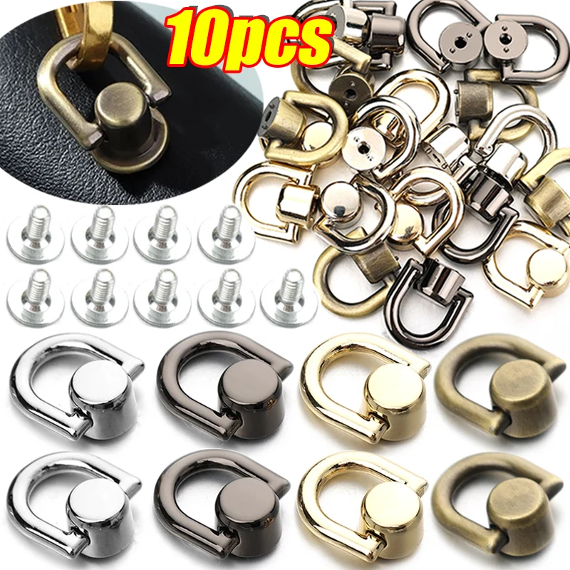 D-shaped Ring Bag Side Clip Buckles Retro Metal Double D Buckle Handbag Chain Handles Connector Bag Strap Hardware Accessories