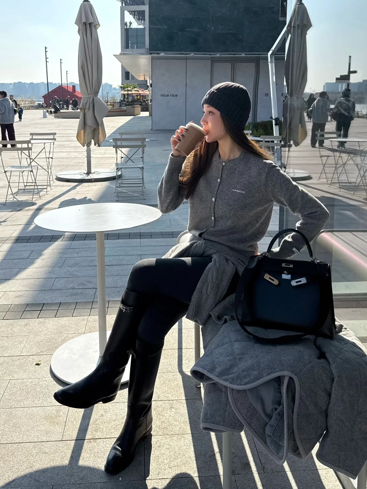 Retro Knitted Open Cardigan Letter Embroidery Women's Woolen Sweater Outerwear Trendy Brand Overdue Flair Spring 2025