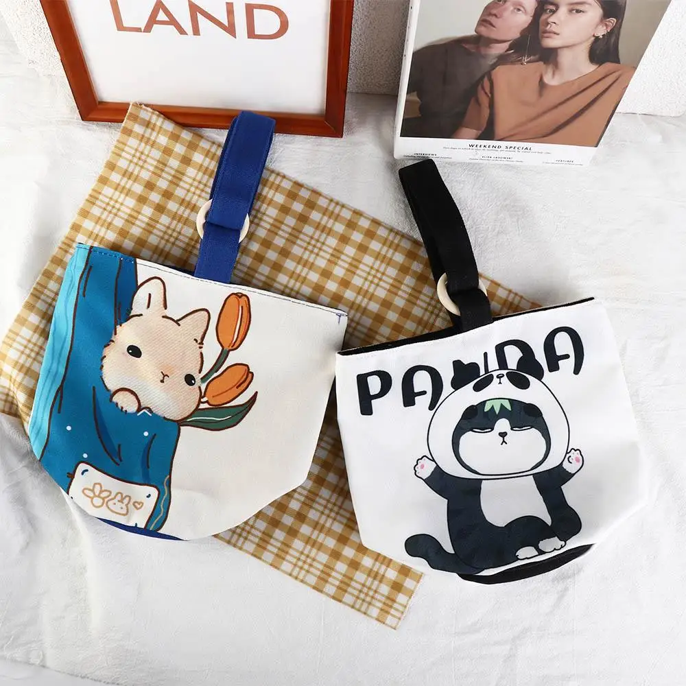 Foldable Rabbit Cartoon Canvas Bucket Bag Dog Cat Rabbit Handbag Lunch Bag Tote Bag Dog Lunch Bag Travel