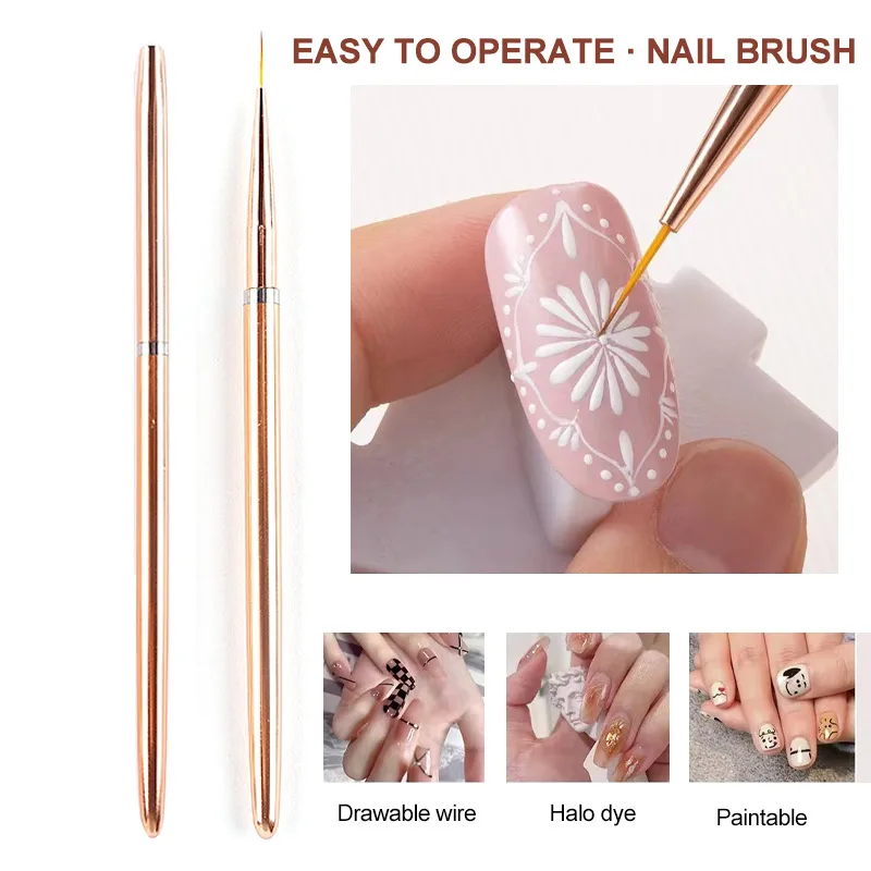 3/1PCS Nail Brushes Design Tip Painting Drawing Carving Dotting Pen FlatFan Liner Acrylic Gel UV Polish Tools Manicure