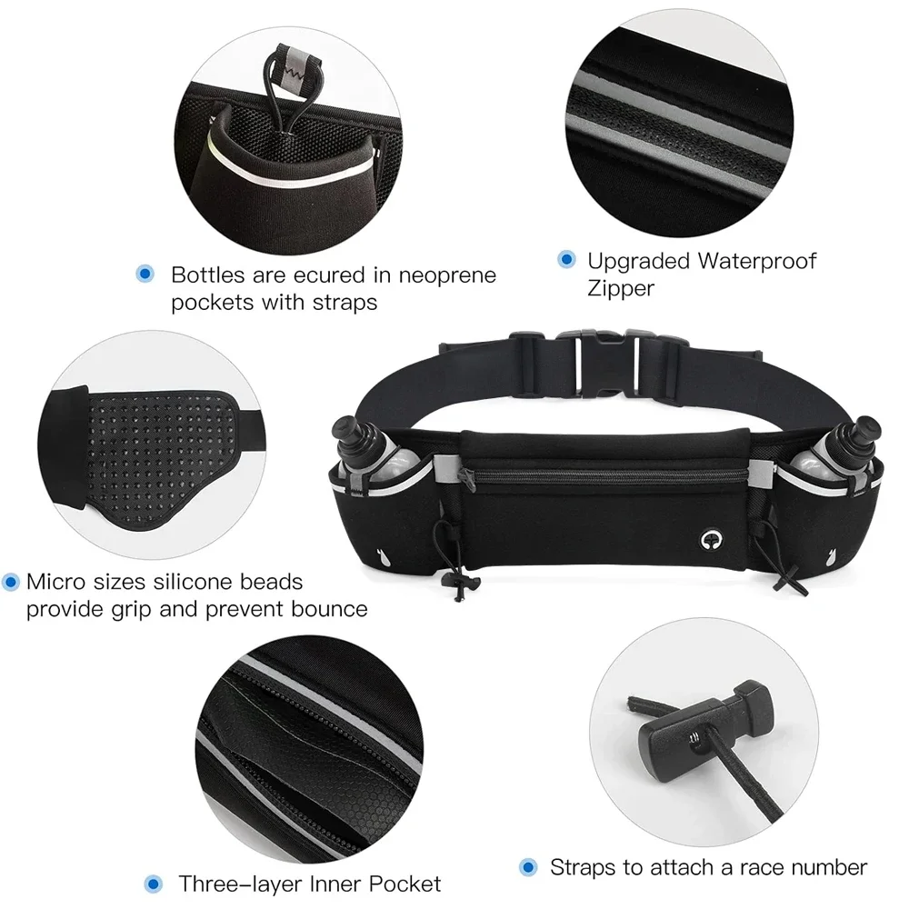 Running Belt Water Bottle Waist Women Men Hydration Belt Runners Pouch Jogging Water Fanny Pack Bottle Holder Waist Pack