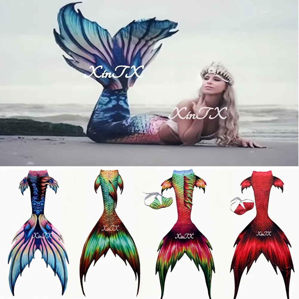 HD Blue Big Mermaid Tail Aquarium Diving Show Adult Women Beach Costume for Photo Shooting