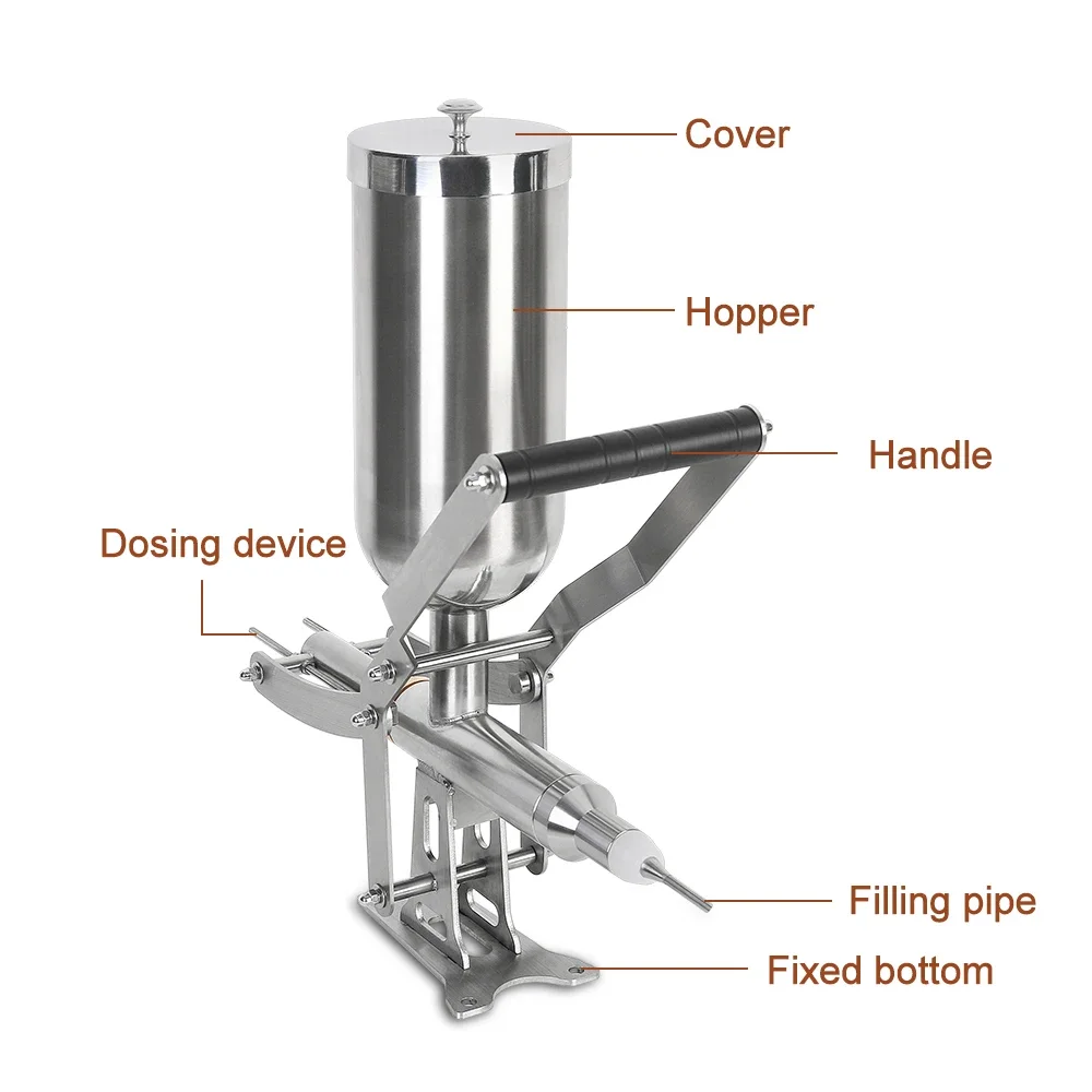 LXCHAN-Máquina Manual de acero inoxidable para rellenar mermelada, utensilio para freír Churros, Chocolate puro, crema, salsa, relleno de salsa, 4,5