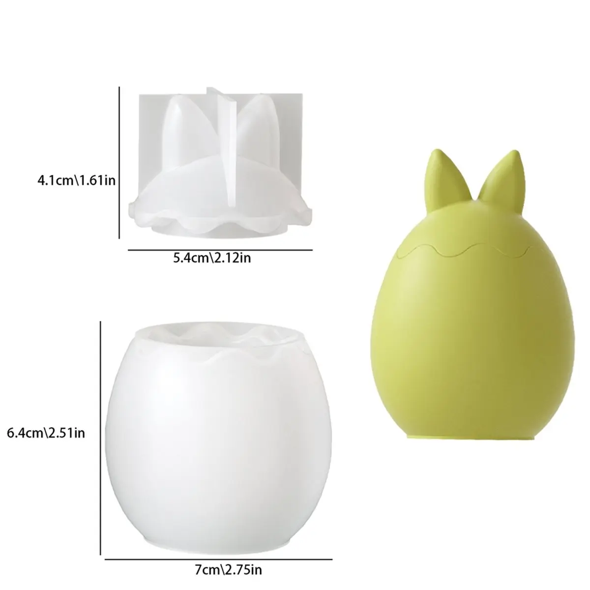 Easter Egg Shaped Candle Holder Jar Silicone Mold DIY Bunny Storage Box for Resin Wax Concrete Easter Home Decor