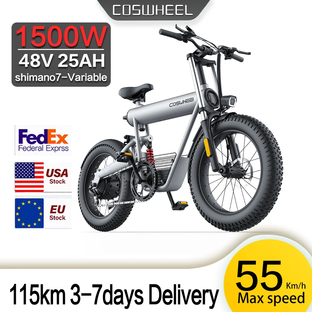 Coswheel T20 Electric Bike 48V 25AH 1000W 55Km/h Motorcyle City Commutin Fat Tire Two-wheel Bike Cycling Adult Electric Bicycle