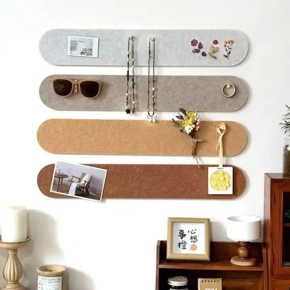 3PCS Decorative Wall Mounted Felt Wall Board Adhesive Install Universal Pin Board Multi-Purpose Felt Strip Board Bedroom Decor