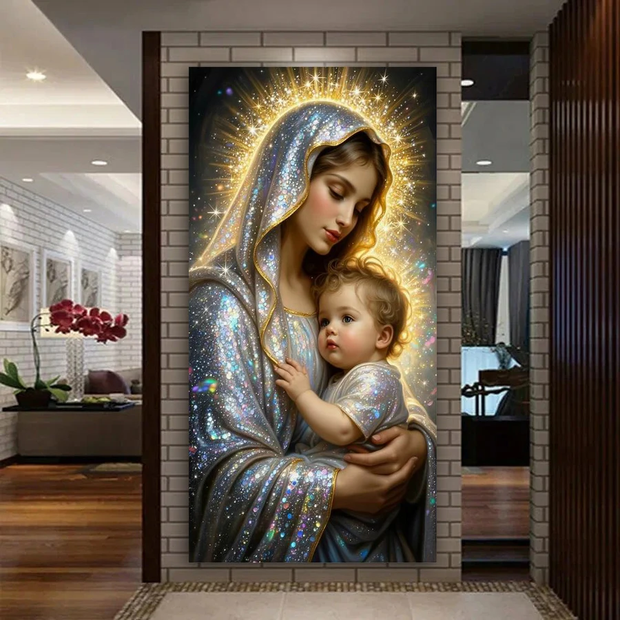 

Наборы для алмазной вышивки «Дева Мария и Младенец»: «Материнская любовь», большой размер, полная мозаика, картина для декора стен