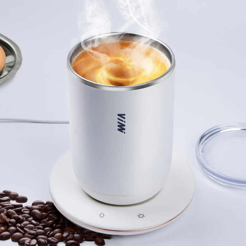 

55℃ Mug Heater Automatic Stirring Mug Coffee Milk Mixing Mugs Stainless Steel Cup USB Electric Double Insulated Smart Cup