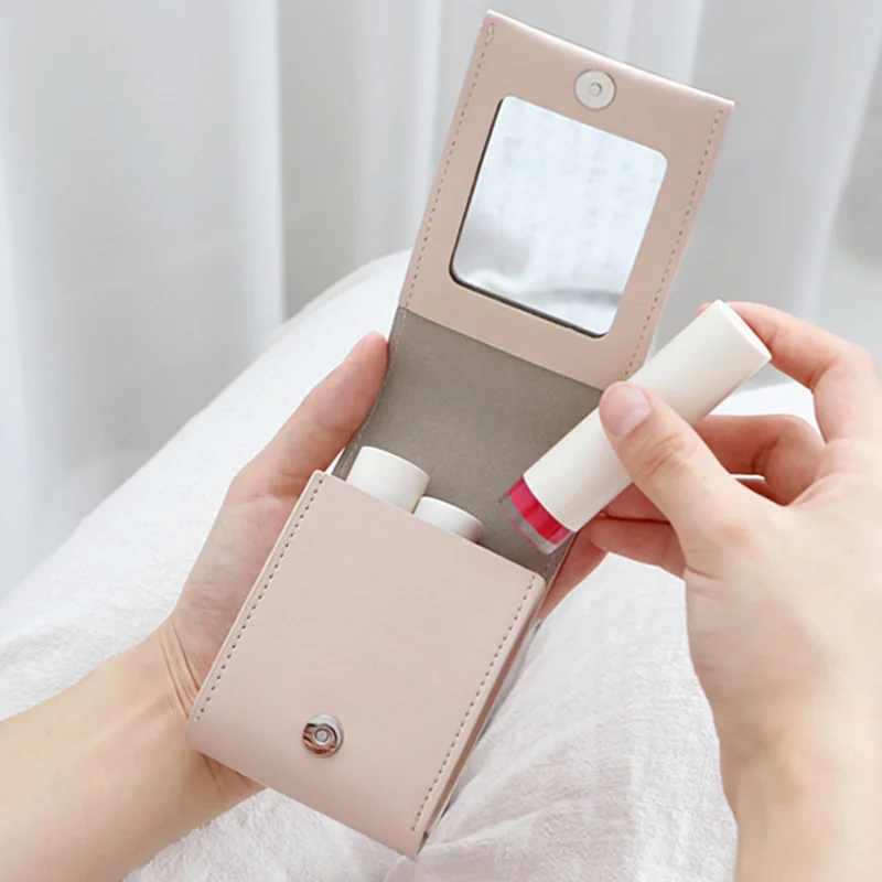 

Portable Lipstick Holder Compact Makeup Case Lipstick Box Pu Purse Makeup Bag For Office Party Daily Use