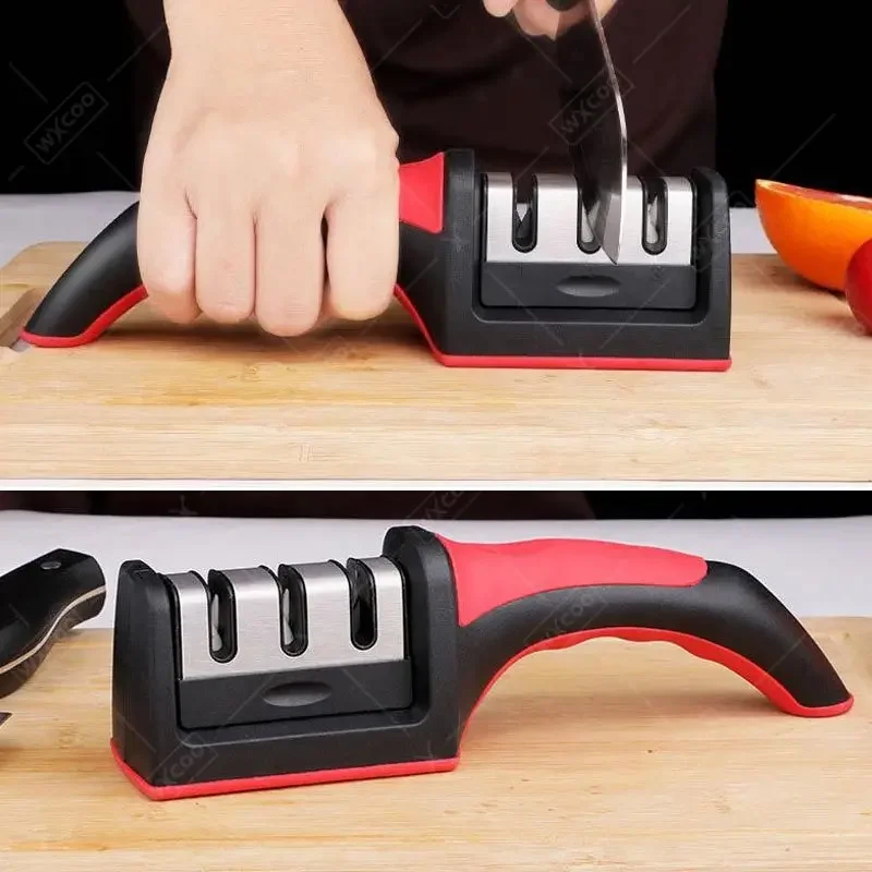 Knife Sharpener Whetstone Sharpening Professional Multi-function 3 Stages Ceramic Sharpener for Kitchen Knife with Non-slip Base image 5