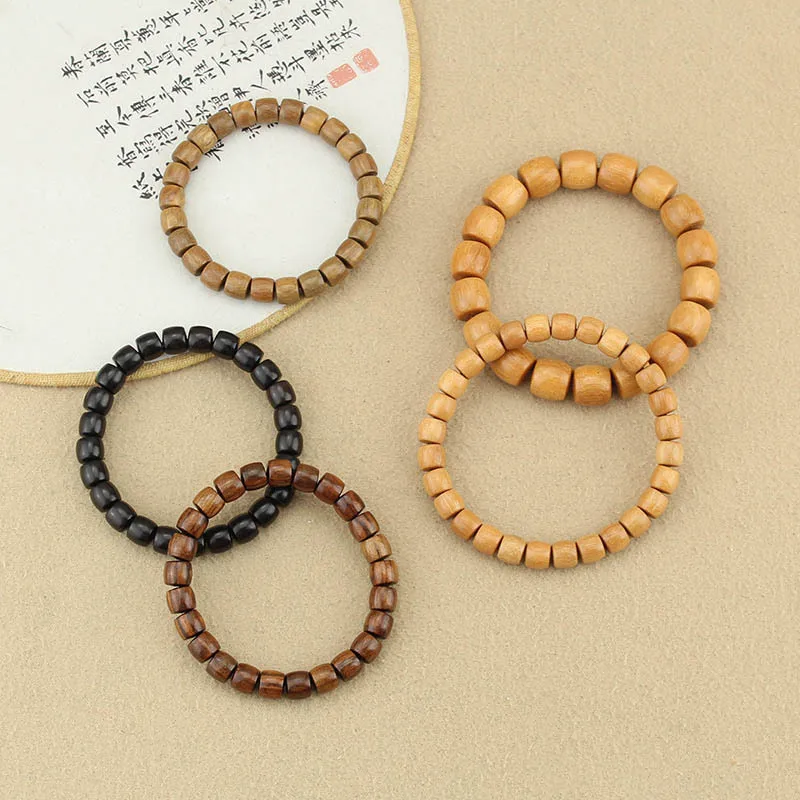 DIY accessories Simple retro red sandalwood wooden bracelet 7 * 8mm straight cut bead old bead sandalwood cultural play single c