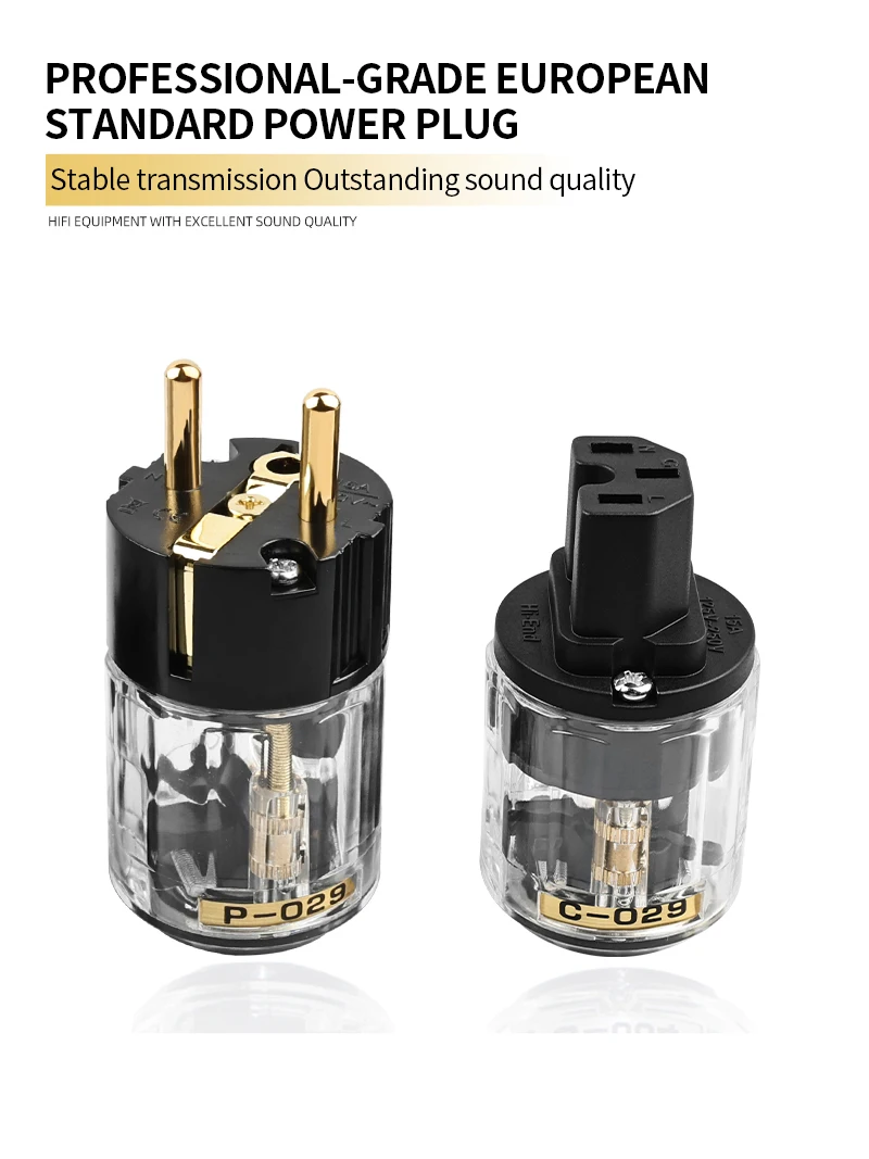 Une paire Oyaide C-029 P-029 Schuko Europe prise d'alimentation ue connecteur Audio IEC plaqué or 24k femelle-mâle