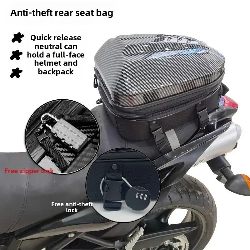 

Waterproof Motorcycle Hard Shell Rear Seat Bag Tail Bag Knight's Helmet Backpack Travel Bag for Motorbike