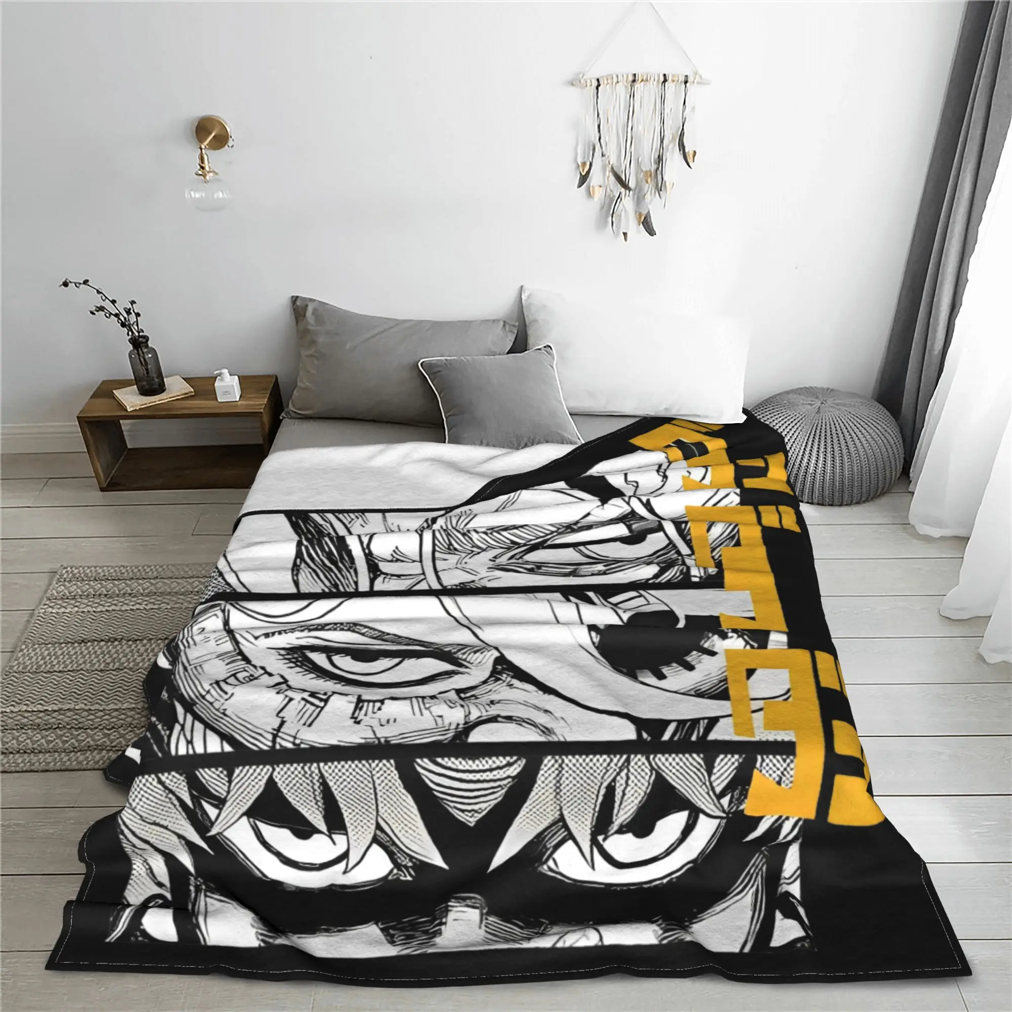 Dandadan Anime Eyes w Kaji Blankets Fleece  Winter Japanese  Portable Super Warm Throw Blanket for Sofa Travel Rug Piece