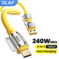 Olaf 2 in 1 Usb Type C to USB C Cable 240W Fast Charging cable for iPhone 15 16 Samsung s23 ipad Xiaomi USB To Type C to C