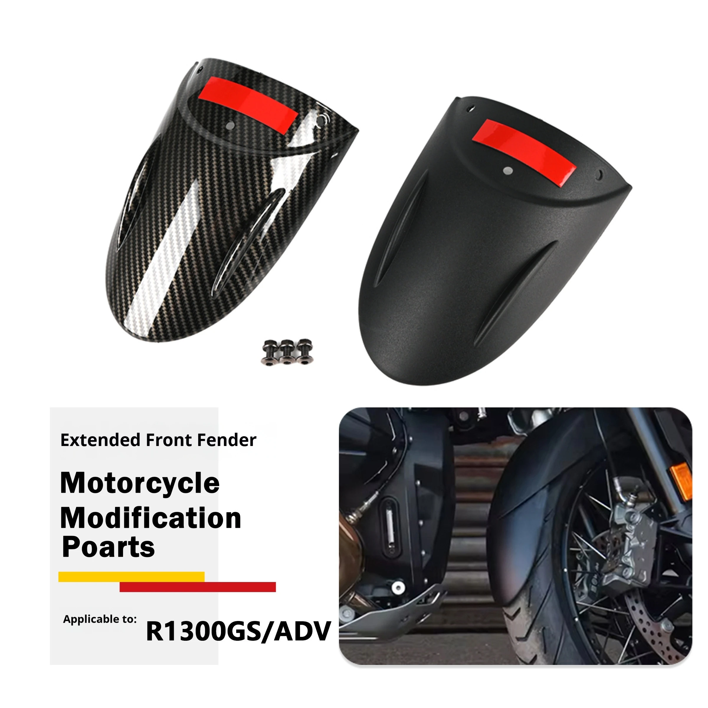For BMW R1300GS Adventure Front Fender Extender Mudguard Stone Guard 115-140mm No-Drill Accesorios Moto