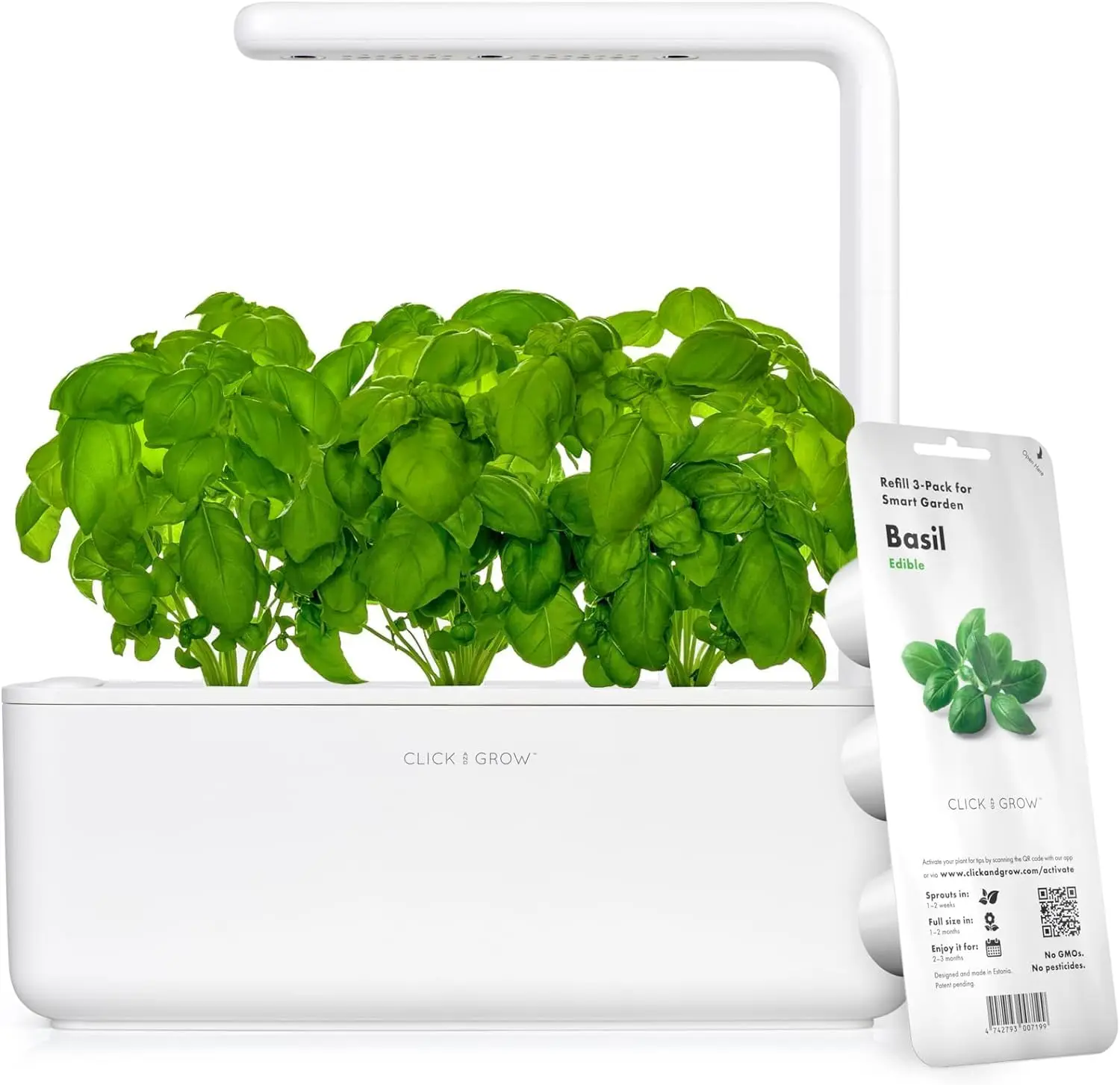 Smart Indoor Herb Garden Kit with Grow Light, 3 Basil Pods Included - Easy Home Gardening System