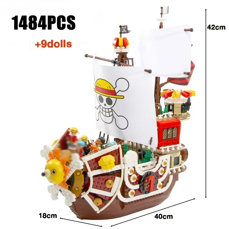 468-1484Pcs Sunshine Boat Building Blocks Cartoon Pirate Ship With Figure Bricks Set Toys For Kid Childrens Birthdays Gifts