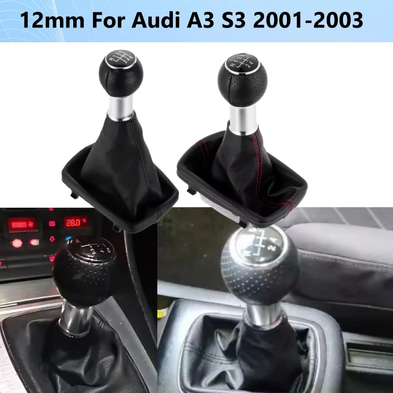 Manual For Audi A3 S3 8L 1.6L 1996 1997 1998 1999 2000 2001 2002 2003 Black / Red Stitch Gear Shift Knob Gaiter Boot Collar