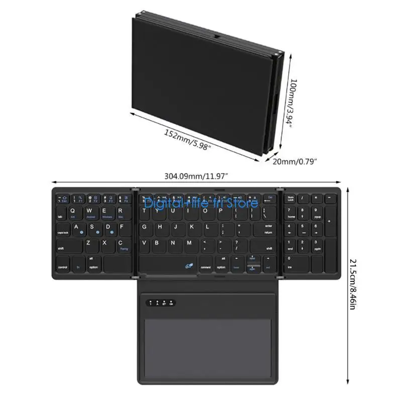 E06D Foldable Keyboard Wireless Portable Bluetooth-compatible Keyboard with Touchpad
