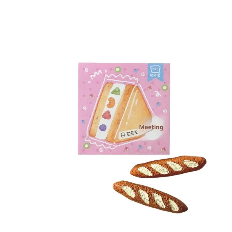 3Pcs Cute Cartoon Food Series Memo Sticker Message Paper DIY Non Sticky Message Notes Handmade Materials Scrapbook Decoration
